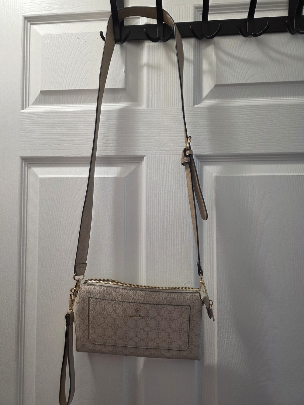 Nanette Lepore Beige Crossbody Wristlet with Gold Hardware